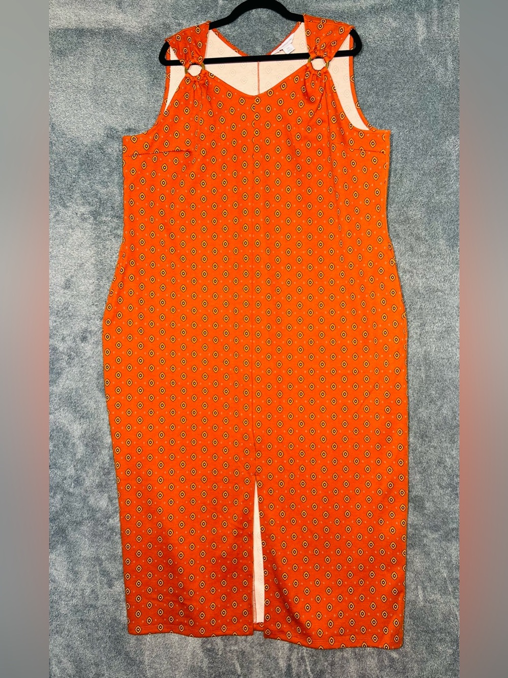 Liz Claiborne Orange Geometric Maxi Dress XXL With Pockets